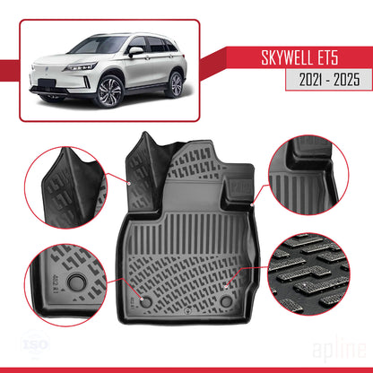 Compatible avec Skywell ET5 2021-2025 4D Tapis de Voiture Noir