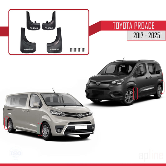 Compatible avec Toyota Proace 2017-2025 Jeu de Bavettes Garde-boue Avant et Arrière de Voiture 4 Pcs Noir