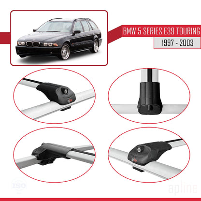 Kompatibel mit BMW 5er (E39) Touring 1997-2003 ACE-1 Dachgepäckträger, graues Aluminium, 2 Stangen