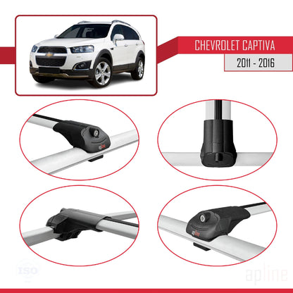Kompatibel mit Chevrolet Captiva 2011-2015 ACE-1 Dachgepäckträger, Reling, Gepäckträger, graues Aluminium, 3 Stangen