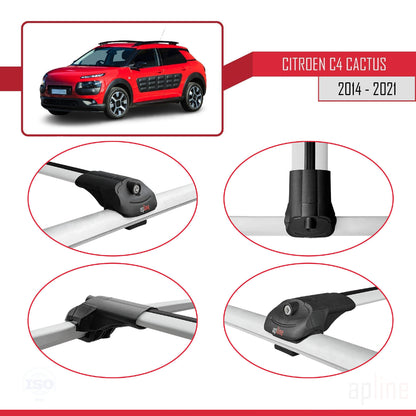 Compatible with Citroen C4 Cactus 2014-2021 ACE-1 Car Roof Rack Cross Bar Grey Aluminium 3 Bars