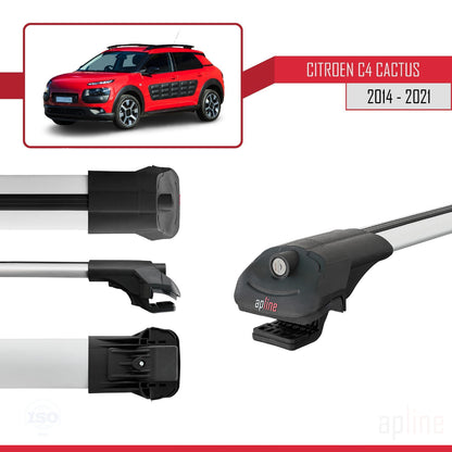 Compatible with Citroen C4 Cactus 2014-2021 ACE-1 Car Roof Rack Cross Bar Grey Aluminium 2 Bars