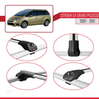 Compatible with Citroen Grand C4 Picasso 2007-2012 ACE-1 Car Roof Rack Cross Bar Grey Aluminium 3 Bars