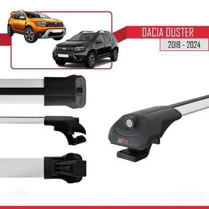Compatible avec Dacia Duster 2 (HM) 2018-2024 ACE-1 Barres de Toit Railing Porte-Bagages de Voiture Gris Aluminium 2 Barres