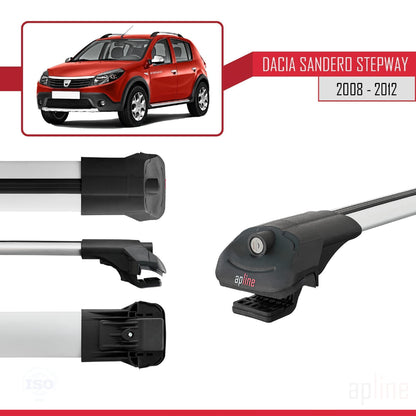 Compatible avec Dacia Sandero Stepway 2008-2012 ACE-1 Barres de Toit Railing Porte-Bagages de Voiture Gris Aluminium 2 Barres