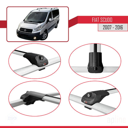 Kompatibel mit Fiat Scudo 2 2007-2016 ACE-1 Dachgepäckträger, Reling, Gepäckträger, graues Aluminium, 3 Stangen