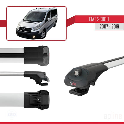 Kompatibel mit Fiat Scudo 2 2007-2016 ACE-1 Dachgepäckträger, Reling, Gepäckträger, graues Aluminium, 2 Stangen