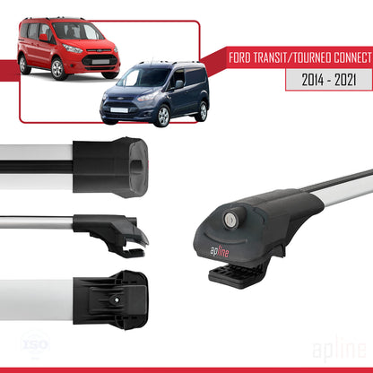 Compatible with Ford Transit/Tourneo Connect 2 2014-2021 ACE-1 Car Roof Rack Cross Bar Grey Aluminium 4 Bars