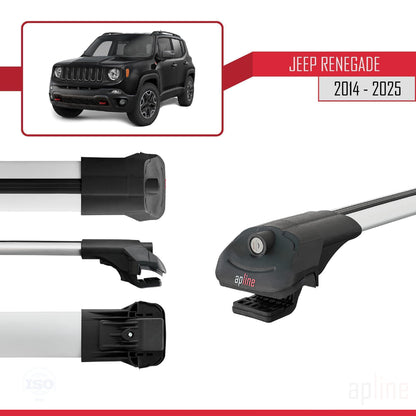 Compatible avec Jeep Renegade (BU) 2014-2025 ACE-1 Barres de Toit Railing Porte-Bagages de Voiture Gris Aluminium 2 Barres