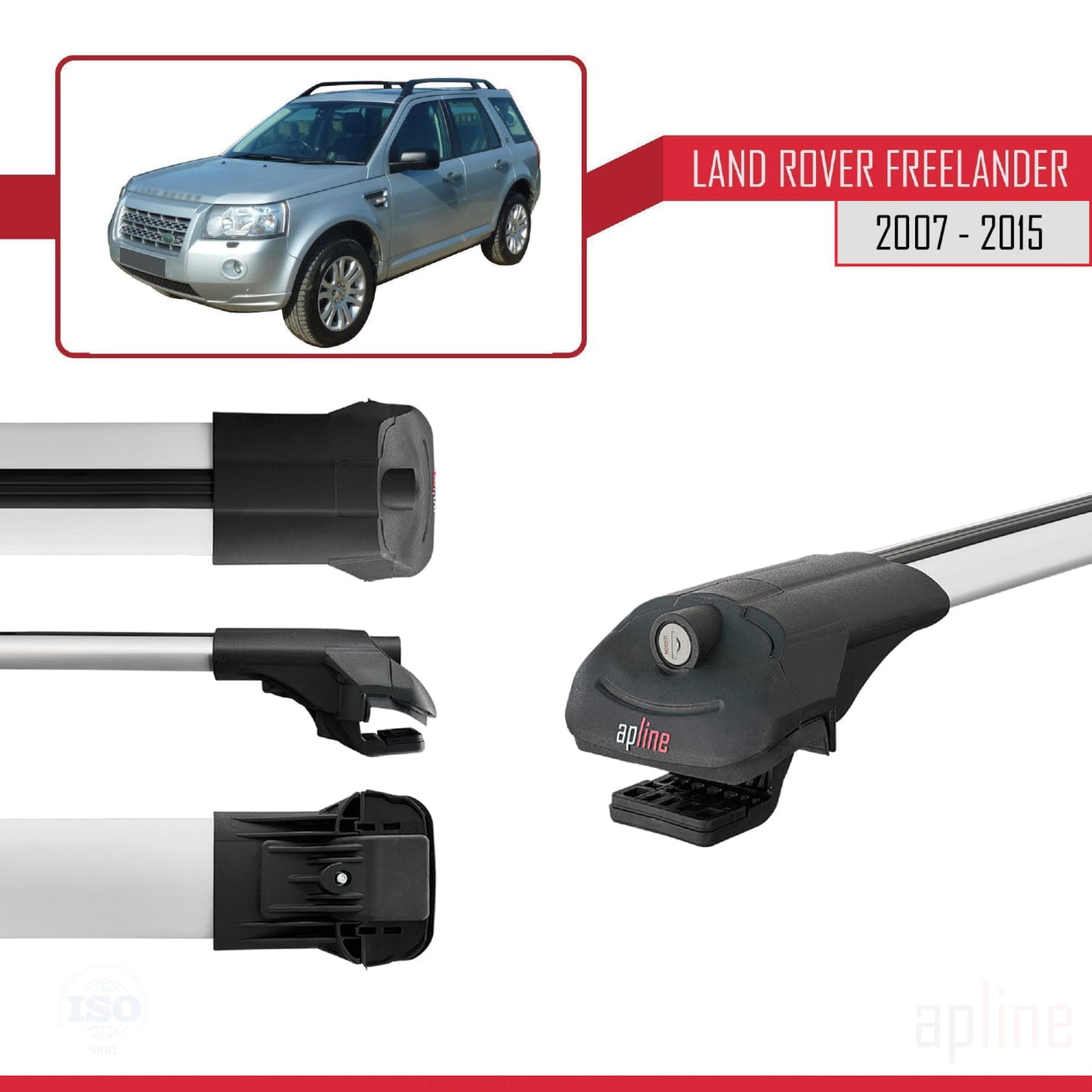 Compatible with Land Rover Freelander 2 (L359) 2007-2015 ACE-1 Car Roof Rack Cross Bar Grey Aluminium 2 Bars