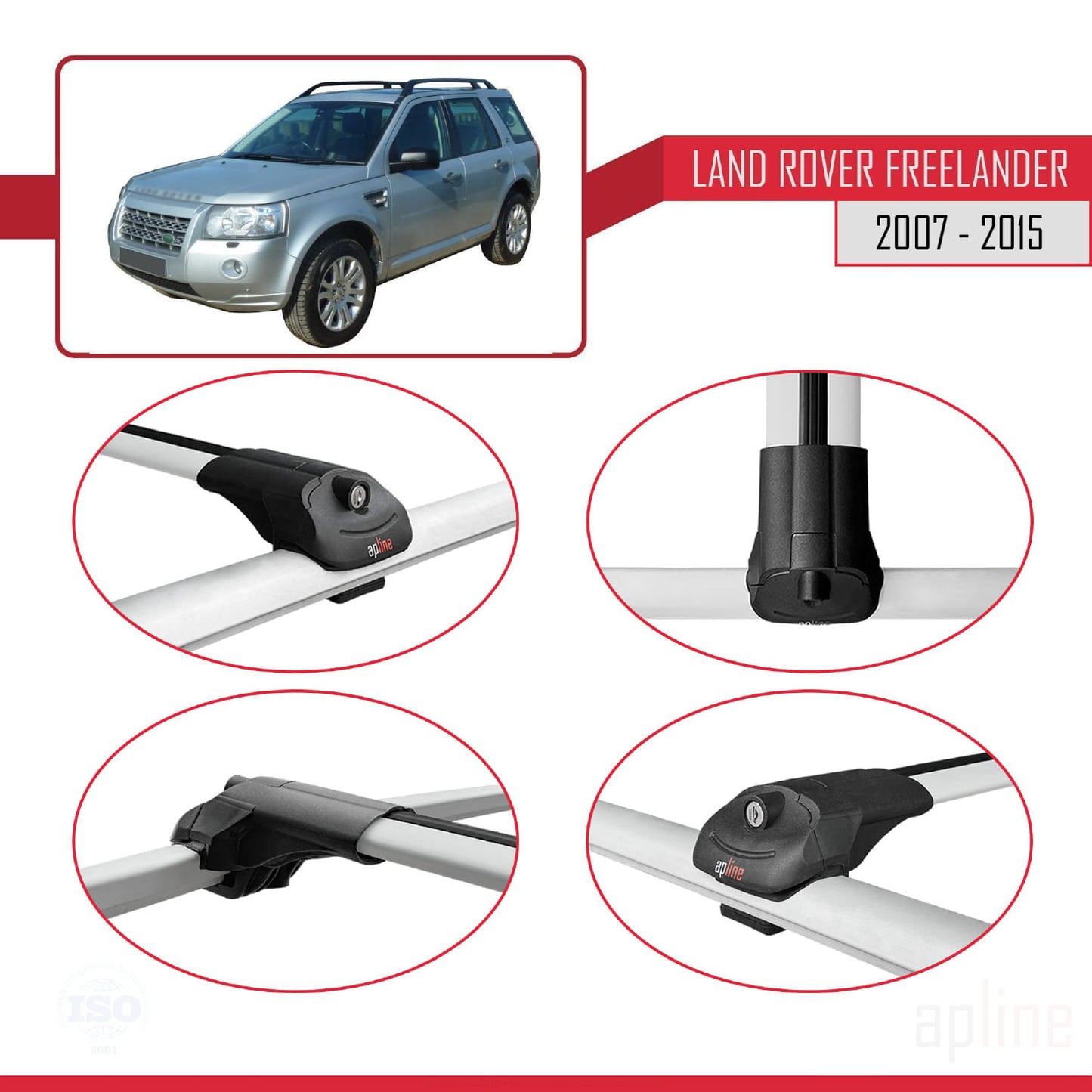 Compatible with Land Rover Freelander 2 (L359) 2007-2015 ACE-1 Car Roof Rack Cross Bar Grey Aluminium 2 Bars