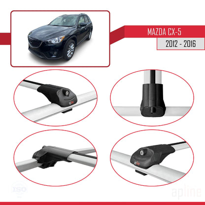 Compatible with Mazda CX-5 I (KE) 2012-2016 ACE-1 Car Roof Rack Cross Bar Grey Aluminium 3 Bars