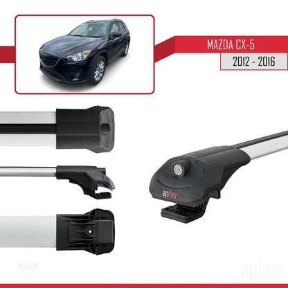 Compatible with Mazda CX-5 I (KE) 2012-2016 ACE-1 Car Roof Rack Cross Bar Grey Aluminium 2 Bars