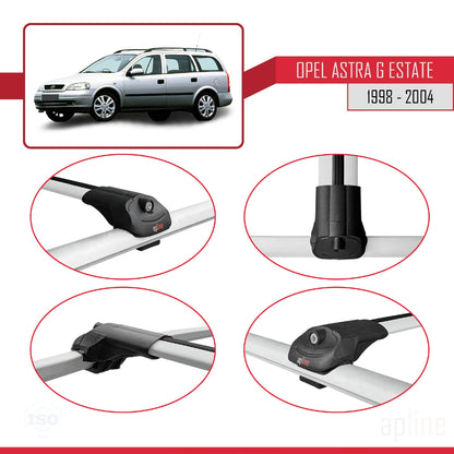 Compatible avec Opel Astra G (T98) Break 1998-2004 ACE-1 Barres de Toit Railing Porte-Bagages de Voiture Gris Aluminium 2 Barres