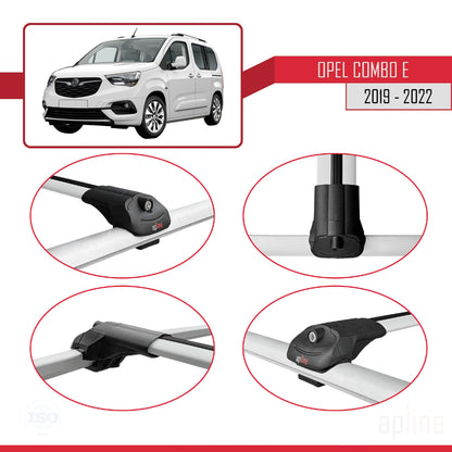 Compatible avec Opel Combo E 2019-2022 ACE-1 Barres de Toit Railing Porte-Bagages de Voiture Gris Aluminium 4 Barres