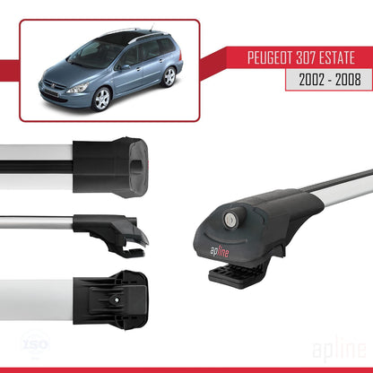 Compatible avec Peugeot 307 Break 2002-2008 ACE-1 Barres de Toit Railing Porte-Bagages de Voiture Gris Aluminium 3 Barres