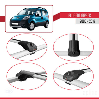 Compatible avec Peugeot Bipper 2008-2017 ACE-1 Barres de Toit Railing Porte-Bagages de Voiture Gris Aluminium 4 Barres
