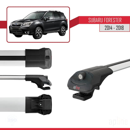 Compatible avec Subaru Forester 4 (SJ) 2014-2018 ACE-1 Barres de Toit Railing Porte-Bagages de Voiture Gris Aluminium 2 Barres