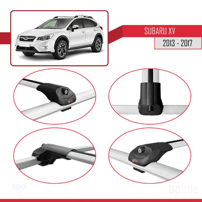 Compatible avec Subaru XV 2013-2017 ACE-1 Barres de Toit Railing Porte-Bagages de Voiture Gris Aluminium 3 Barres