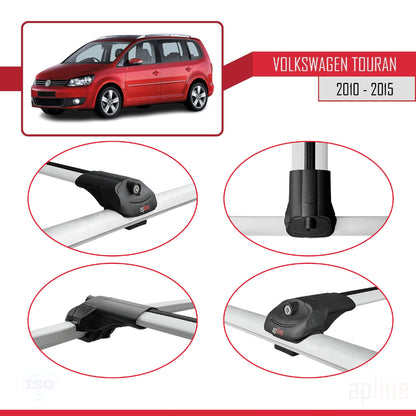 Compatible avec Volkswagen Touran Cross Post-Facelift 2010-2015 ACE-1 Barres de Toit Railing Porte-Bagages de Voiture Gris Aluminium 3 Barres