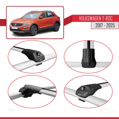 Compatible avec Volkswagen T-Roc 2017-2025 ACE-1 Barres de Toit Railing Porte-Bagages de Voiture Gris Aluminium 3 Barres
