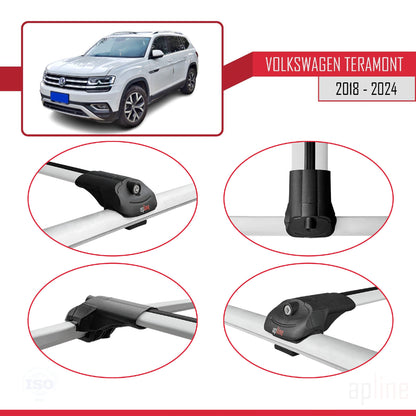 Compatible avec Volkswagen Teramont (CA1) 2018-2024 ACE-1 Barres de Toit Railing Porte-Bagages de Voiture Gris Aluminium 3 Barres