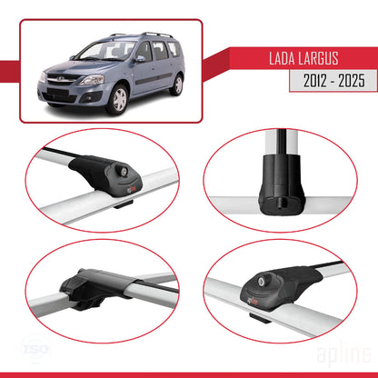Compatible avec Lada Largus 2012-2025 ACE-1 Barres de Toit Railing Porte-Bagages de Voiture Gris Aluminium 2 Barres