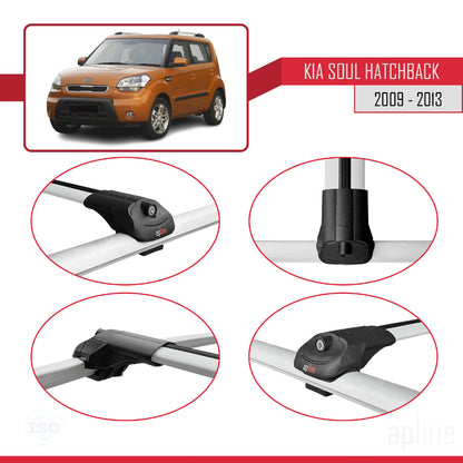 Compatible with Kia Soul (AM) HB 2009-2013 ACE-1 Car Roof Rack Cross Bar Grey Aluminium 3 Bars