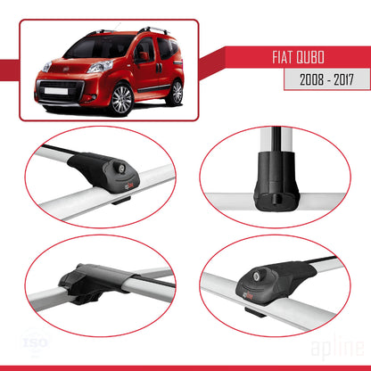 Kompatibel mit Fiat Qubo 2008-2017 ACE-1 Dachgepäckträger, Reling, Gepäckträger, graues Aluminium, 4 Stangen