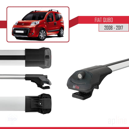 Kompatibel mit Fiat Qubo 2008-2017 ACE-1 Dachgepäckträger, Reling, Gepäckträger, graues Aluminium, 2 Stangen