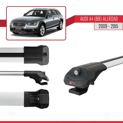 Compatible avec A4 (B8) Allroad 2009-2015 ACE-1 Barres de Toit Railing Porte-Bagages de Voiture Gris Aluminium 2 Barres