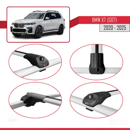 Kompatibel mit BMW X7 (G07) ​​2020-2025 ACE-1 Dachgepäckträger, graues Aluminium, 2 Stangen