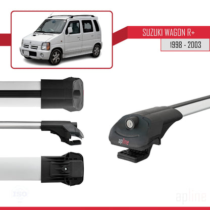 Compatible with Suzuki Wagon R+ 1998-2003 ACE-1 Car Roof Rack Cross Bar Grey Aluminium 2 Bars