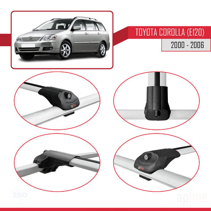 Compatible avec Toyota Corolla 9 (E120) Break 2000-2006 ACE-1 Barres de Toit Railing Porte-Bagages de Voiture Gris Aluminium 2 Barres