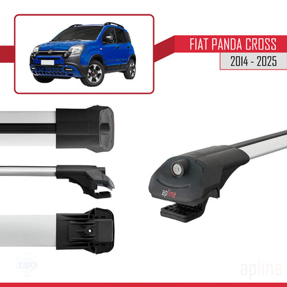 Kompatibel mit Fiat Panda Cross 2014-2025 ACE-1 Dachgepäckträger, Reling, Gepäckträger, graues Aluminium, 2 Stangen