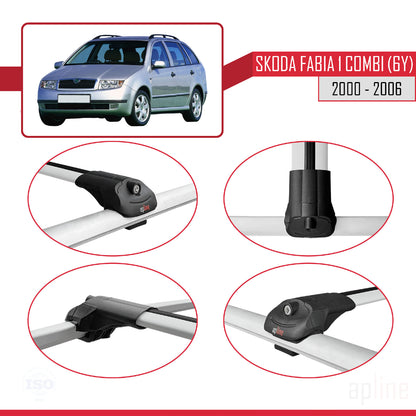 Compatible avec Skoda Fabia (6Y) Break 2000-2006 ACE-1 Barres de Toit Railing Porte-Bagages de Voiture Gris Aluminium 3 Barres