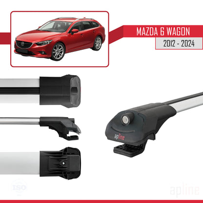 Compatible with Mazda 6 Wagon 2012-2024 ACE-1 Car Roof Rack Cross Bar Grey Aluminium 2 Bars