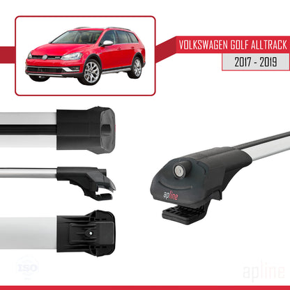 Kompatibel mit VW Golf Alltrack Mk7 2017-2019 ACE-1 Relingträger Dachträger Auto Gepäckträger Grau Aluminium 3 Stangen