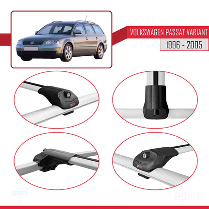 Kompatibel mit VW Passat B5 Variant 1996-2005 ACE-1 Relingträger Dachträger Auto Gepäckträger Grau Aluminium 2 Stangen