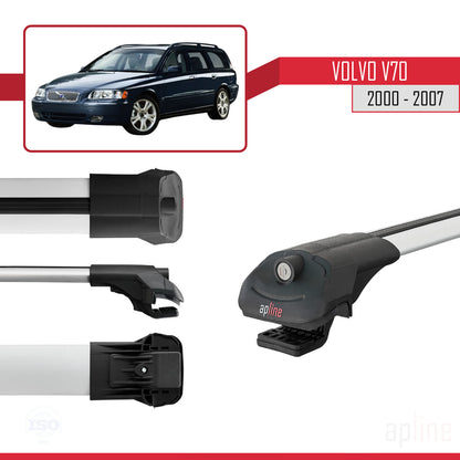 Compatible avec Volvo V70 2000-2007 ACE-1 Barres de Toit Railing Porte-Bagages de Voiture Gris Aluminium 3 Barres