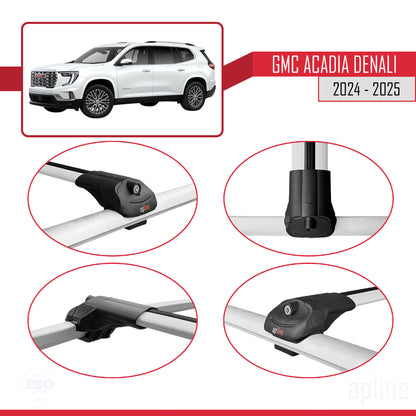 Compatible avec GMC Acadia Denali 2024-2025 ACE-1 Barres de Toit Railing Porte-Bagages de Voiture Gris Aluminium 2 Barres