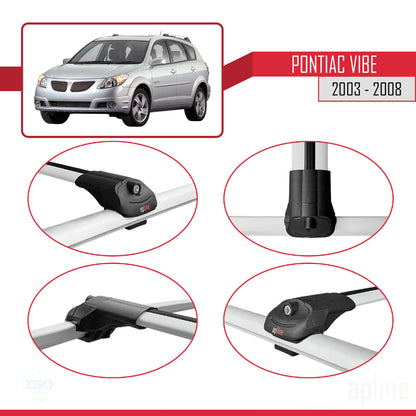 Compatible avec Pontiac Vibe 2003-2008 ACE-1 Barres de Toit Railing Porte-Bagages de Voiture Gris Aluminium 3 Barres