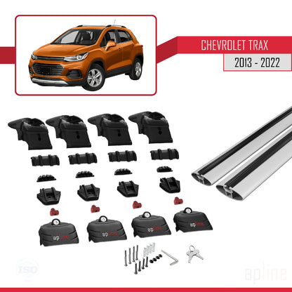 Compatible with Chevrolet Trax (U200) 2013-2022 ACE-2 Car Roof Rack Cross Bar Grey Aluminium 2 Bars