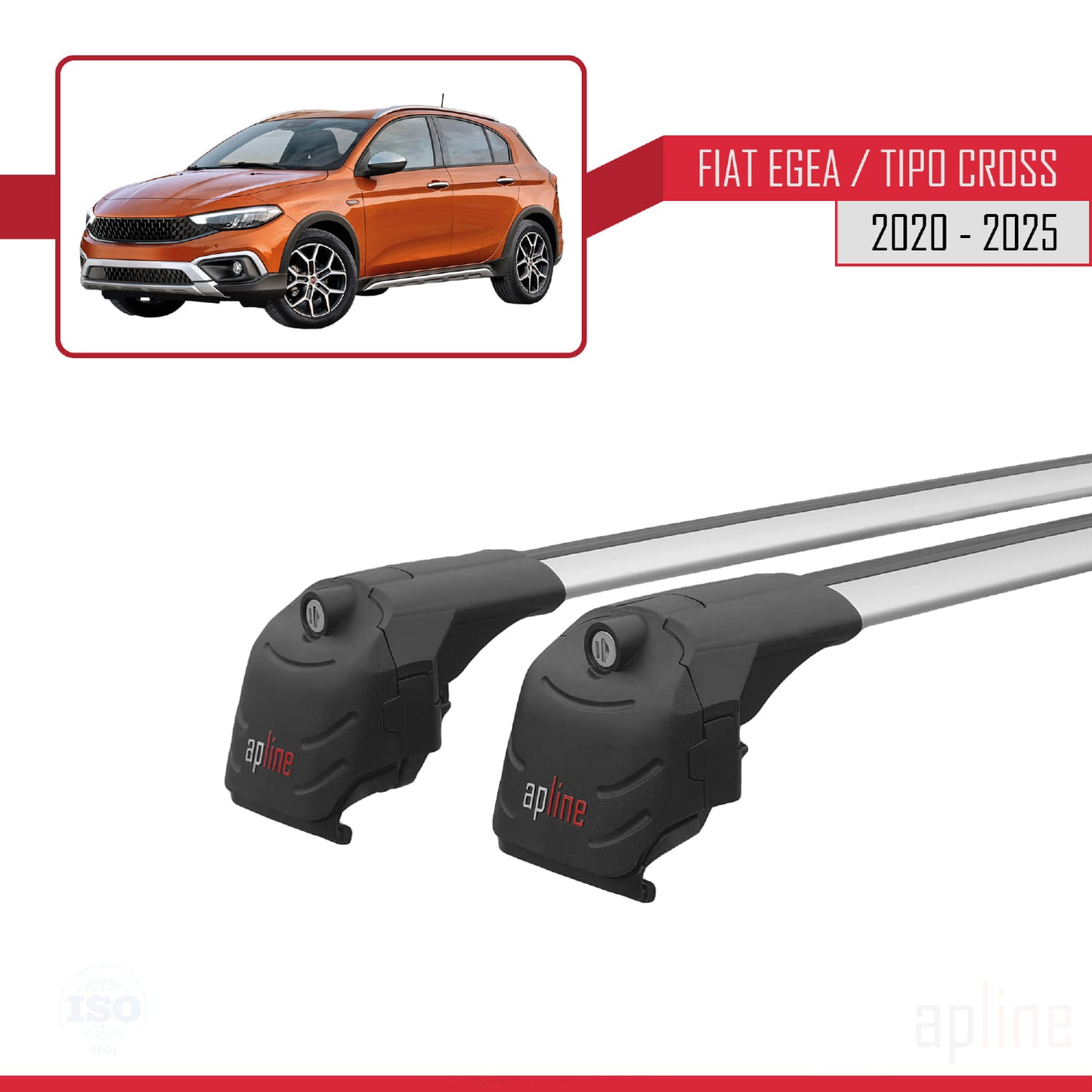 Compatible avec Fiat Egea Cross 2020-2025 ACE-2 Barres de Toit Railing Porte-Bagages de Voiture Gris Aluminium 2 Barres