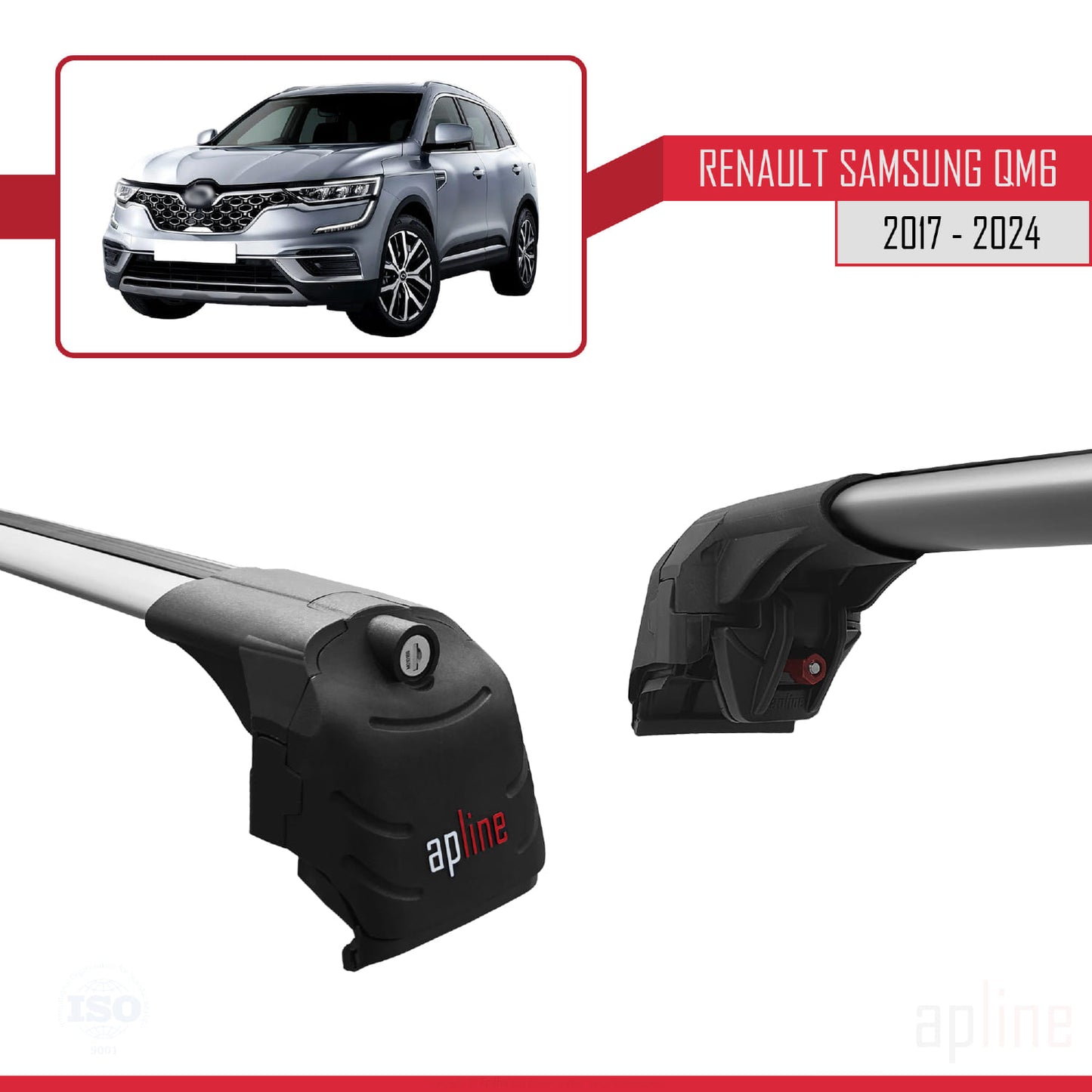 Kompatibel mit Renault Samsung QM6 2017-2024 ACE-2 Relingträger Dachträger Auto Gepäckträger Grau Aluminium 2 Stangen