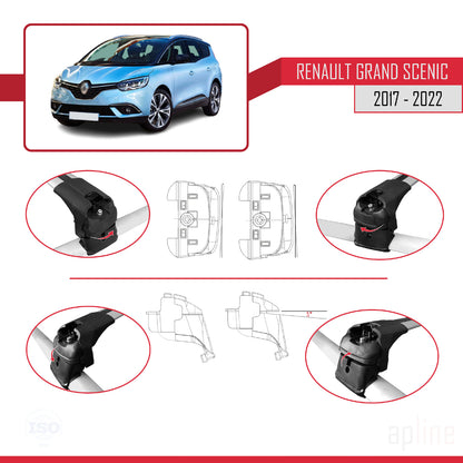 Kompatibel mit Renault Grand Scenic 4 2017-2022 ACE-2 Relingträger Dachträger Auto Gepäckträger Grau Aluminium 2 Stangen