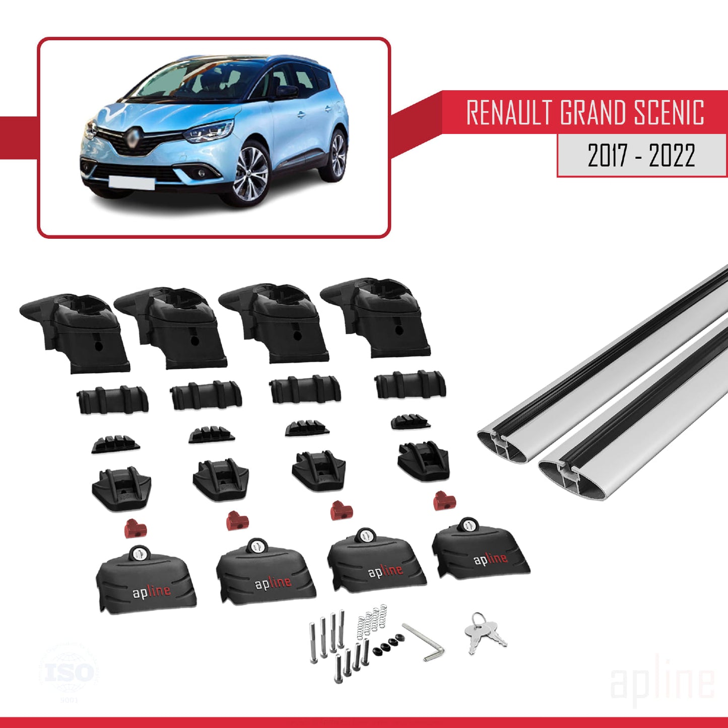 Kompatibel mit Renault Grand Scenic 4 2017-2022 ACE-2 Relingträger Dachträger Auto Gepäckträger Grau Aluminium 2 Stangen