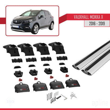 Compatible avec Vauxhall Mokka X (J13) 2016-2019 ACE-2 Barres de Toit Railing Porte-Bagages de Voiture Gris Aluminium 2 Barres