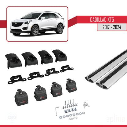 Compatible avec Cadillac XT5 2017-2024 ACE-2 Barres de Toit Railing Porte-Bagages de Voiture Gris Aluminium 2 Barres