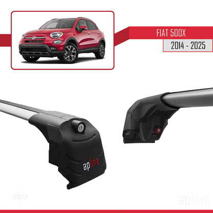Compatible avec Fiat 500 X 2014-2025 ACE-2 Barres de Toit Railing Porte-Bagages de Voiture Gris Aluminium 2 Barres